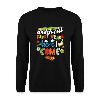 Hello 1st Grade Back To School First Day - Unisex Sweatshirt - black - Front - Alina (178cm) & Michal (187cm)