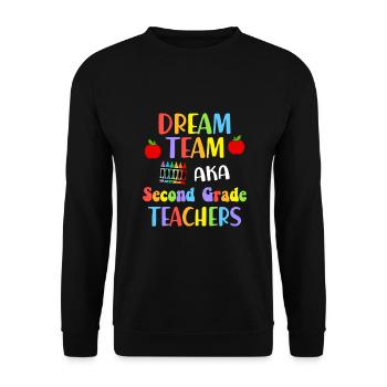 Zweite Klasse Rainbow Girls Jungen Lehrerteam 2. - Unisex Pullover - Schwarz - Vorne - Alina (178cm) & Michal (187cm)