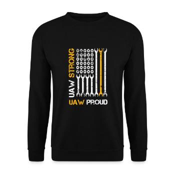 UAW Strong UAW Proud Union Pride UAW Laborer - Unisex Sweatshirt - black - Front - Alina (178cm) & Michal (187cm)