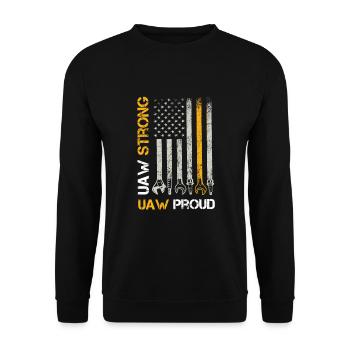 UAW Strong UAW Proud Union Pride UAW Laborer - Unisex Sweatshirt - black - Front - Alina (178cm) & Michal (187cm)