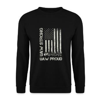 UAW Strong UAW Proud Union Pride UAW Laborer - Unisex Sweatshirt - black - Front - Alina (178cm) & Michal (187cm)