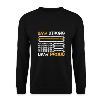 UAW Strong UAW Proud Union Pride UAW Laborer - Unisex Sweatshirt - black - Front - Alina (178cm) & Michal (187cm)