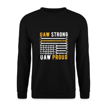 UAW Strong UAW Proud Union Pride UAW Laborer - Unisex Sweatshirt - black - Front - Alina (178cm) & Michal (187cm)
