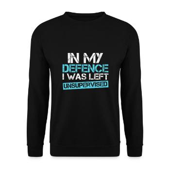 Cool Funny Tee Pour ma défense, j’ai été laissé - Sweat-shirt Unisexe - noir - Devant - Alina (178cm) & Michal (187cm)