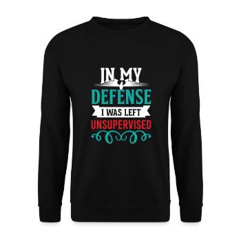 Cool Drôle Tee Dans Ma Défense, J’Étais Gauche - Sweat-shirt Unisexe - noir - Devant - Alina (178cm) & Michal (187cm)
