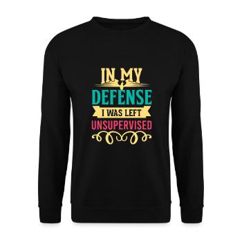 Cool Drôle Tee Dans Ma Défense, J’Étais Gauche - Sweat-shirt Unisexe - noir - Devant - Alina (178cm) & Michal (187cm)