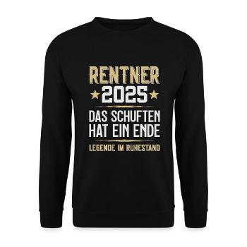 LEGENDE IM RUHESTAND RENTE RENTNER 2025 - Unisex Pullover - Schwarz - Vorne - Alina (178cm) & Michal (187cm)