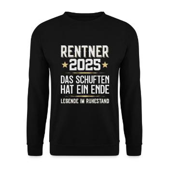LEGENDE IM RUHESTAND 2025 RENTNER 2025 - Unisex Pullover - Schwarz - Vorne - Alina (178cm) & Michal (187cm)