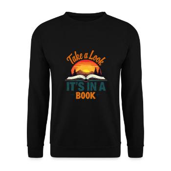 Jetez un coup d’œil, c’est dans une chemise de livre - Sweat-shirt Unisexe - noir - Devant - Alina (178cm) & Michal (187cm)