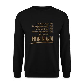 Mein Hund - Unisex Pullover - Schwarz - Vorne - Alina (178cm) & Michal (187cm)