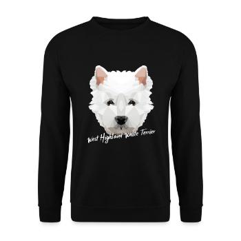 West Highland White Terrier Low Poly Gift - Sweat-shirt Unisexe - noir - Devant - Alina (178cm) & Michal (187cm)
