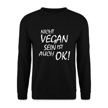 Nicht vegan sein ist auch ok - Unisex Pullover - Schwarz - Vorne - Alina (178cm) & Michal (187cm)
