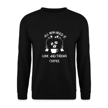 Kaffee Espresso Käffchen - Unisex Pullover - Schwarz - Vorne - Alina (178cm) & Michal (187cm)