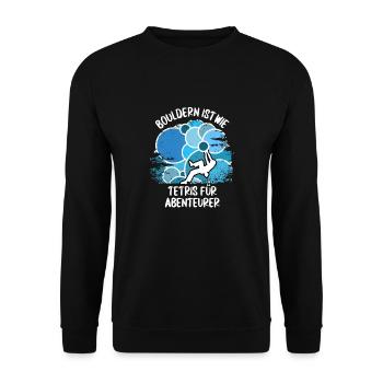 Vintage Bouldern Boulderer Klettern Kletterer - Unisex Pullover - Schwarz - Vorne - Alina (178cm) & Michal (187cm)
