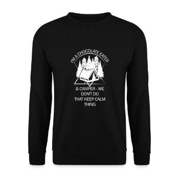 Zelt Camping Camper Pfadfinder Biwakieren - Unisex Pullover - Schwarz - Vorne - Alina (178cm) & Michal (187cm)