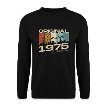 1975 Vintage Retro Birthday Gift - Unisex Sweatshirt - black - Front - Alina (178cm) & Michal (187cm)