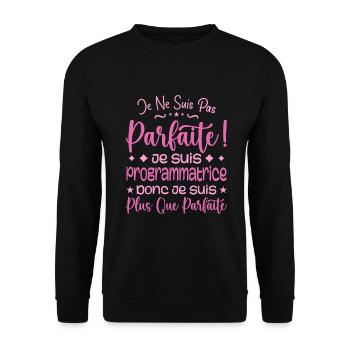 Ein mehr als perfekter Programmierer, ein Traumberuf - Unisex Pullover - Schwarz - Vorne - Alina (178cm) & Michal (187cm)