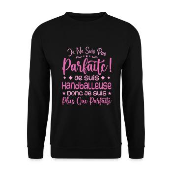 Ein mehr als perfekter Handballer, ein Traumberuf - Unisex Pullover - Schwarz - Vorne - Alina (178cm) & Michal (187cm)
