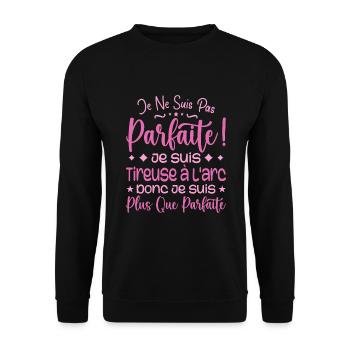 Ein mehr als perfekter Bogenschütze, ein Traumberuf - Unisex Pullover - Schwarz - Vorne - Alina (178cm) & Michal (187cm)