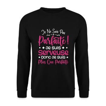 Eine mehr als perfekte Kellnerin, ein Traumjob - Unisex Pullover - Schwarz - Vorne - Alina (178cm) & Michal (187cm)