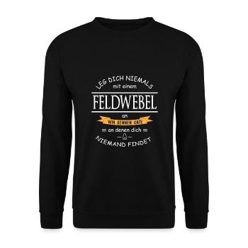 Feldwebel Militärdienst Soldatenspruch Geschenk - Unisex Pullover - Schwarz - Vorne - Alina (178cm) & Michal (187cm)