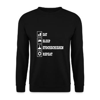 Stick Shooting Stick Shooter Eat Sleep Répéter - Sweat-shirt Unisexe - noir - Devant - Alina (178cm) & Michal (187cm)