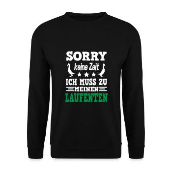 Laufente Laufentenzüchter Laufentenstall Enten - Unisex Pullover - Schwarz - Vorne - Alina (178cm) & Michal (187cm)
