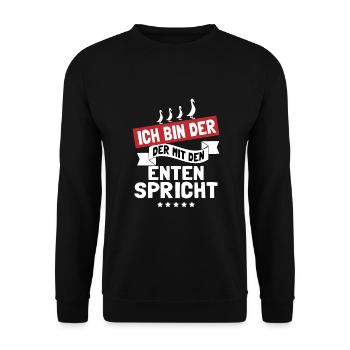 Laufente Laufentenzüchter Laufentenstall Enten - Unisex Pullover - Schwarz - Vorne - Alina (178cm) & Michal (187cm)