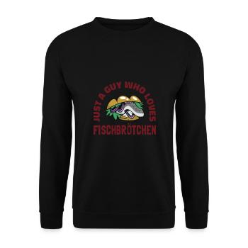 Fischbrötchen mit Pommes - Unisex Pullover - Schwarz - Vorne - Alina (178cm) & Michal (187cm)