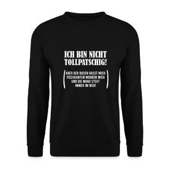 Tollpatsch Tollpatschige Freundin - Unisex Pullover - Schwarz - Vorne - Alina (178cm) & Michal (187cm)