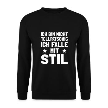 Tollpatsch Tollpatschige Freundin - Unisex Pullover - Schwarz - Vorne - Alina (178cm) & Michal (187cm)