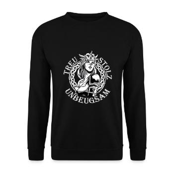 Schildmaid Wikinger Kriegerin - Unisex Pullover - Schwarz - Vorne - Alina (178cm) & Michal (187cm)