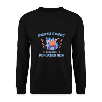 Gedi Geddi Taufpate Patenonkel - Unisex Pullover - Schwarz - Vorne - Alina (178cm) & Michal (187cm)