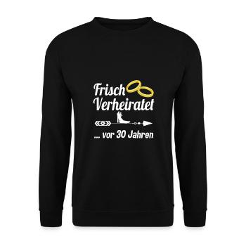 Perlenhochzeit 30 Jahre verheiratet - Unisex Pullover - Schwarz - Vorne - Alina (178cm) & Michal (187cm)