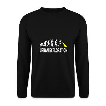 Urban exploration Urbexing Lost Places - Unisex Pullover - Schwarz - Vorne - Alina (178cm) & Michal (187cm)