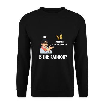Witziges Anime Schmetterling Meme - Unisex Pullover - Schwarz - Vorne - Alina (178cm) & Michal (187cm)