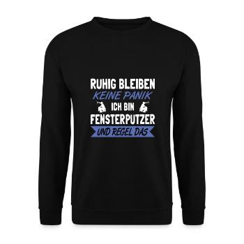 Fensterputzer Fensterreiniger Glasreiniger - Unisex Pullover - Schwarz - Vorne - Alina (178cm) & Michal (187cm)