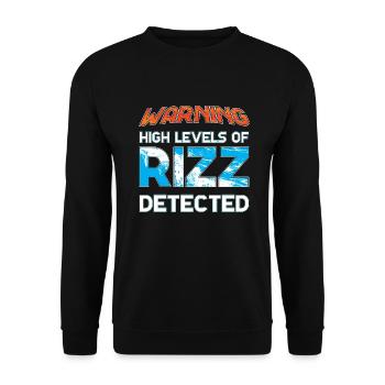 Warning High Levels of Rizz Detected Charisma - Unisex Sweatshirt - black - Front - Alina (178cm) & Michal (187cm)