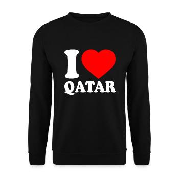 I love qatar - Unisex Sweatshirt - black - Front - Alina (178cm) & Michal (187cm)