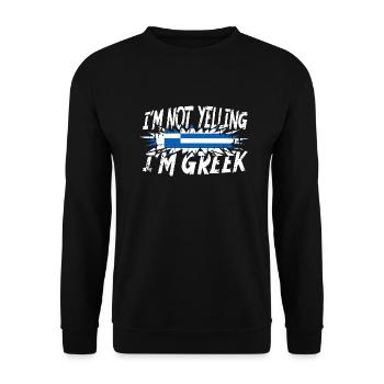 I´m not yelling I´m Greek - Unisex Pullover - Schwarz - Vorne - Alina (178cm) & Michal (187cm)