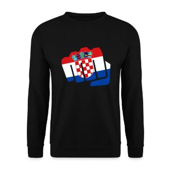 Kroatien Hrvatska Faust Boxen Boxer Flagge Fahne - Unisex Pullover - Schwarz - Vorne - Alina (178cm) & Michal (187cm)
