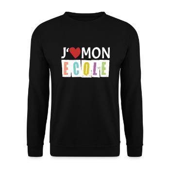 J aime mon école - Sweat-shirt Unisexe - noir - Devant - Alina (178cm) & Michal (187cm)