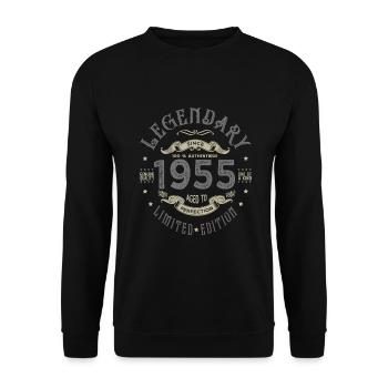 1955 Legendary Birthday Born 1955 - Unisex Sweatshirt - black - Front - Alina (178cm) & Michal (187cm)