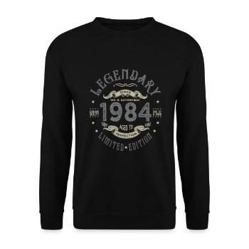1984 Legendary Birthday Born 1984 - Unisex Sweatshirt - black - Front - Alina (178cm) & Michal (187cm)