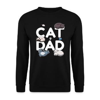 Cat Dad - Katze Katzenmann Papa Miezekatze Miau - Unisex Pullover - Schwarz - Vorne - Alina (178cm) & Michal (187cm)
