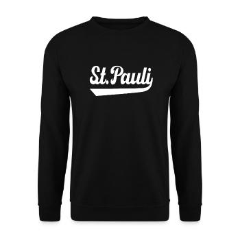 St. Pauli Hamburg mit Unterstrich - Unisex Pullover - Schwarz - Vorne - Alina (178cm) & Michal (187cm)