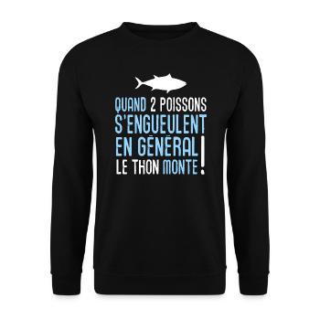 Pêche humour pêcheur phrase drôle citation - Sweat-shirt Unisexe - noir - Devant - Alina (178cm) & Michal (187cm)