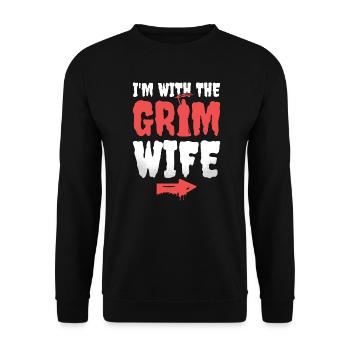 I'm with the Grim Reaper Wife Funny Halloween - Unisex Sweatshirt - black - Front - Alina (178cm) & Michal (187cm)