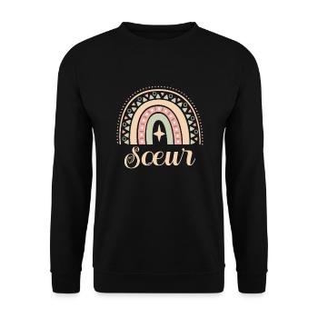 Cadeau Sœur. Boho Rainbow sœur. soeur. - Sweat-shirt Unisexe - noir - Devant - Alina (178cm) & Michal (187cm)