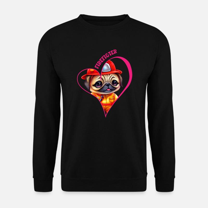 Firefighter, pug love - Unisex Sweatshirt - black